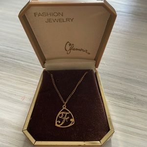 VintageI Initial  F on a chain comes in Original Box ( lowest price )